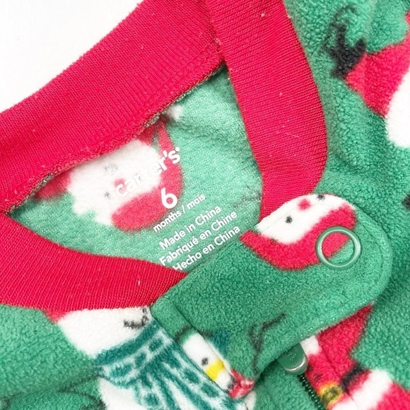 Carter's Christmas print fleece baby footie - Picture 3 of 3